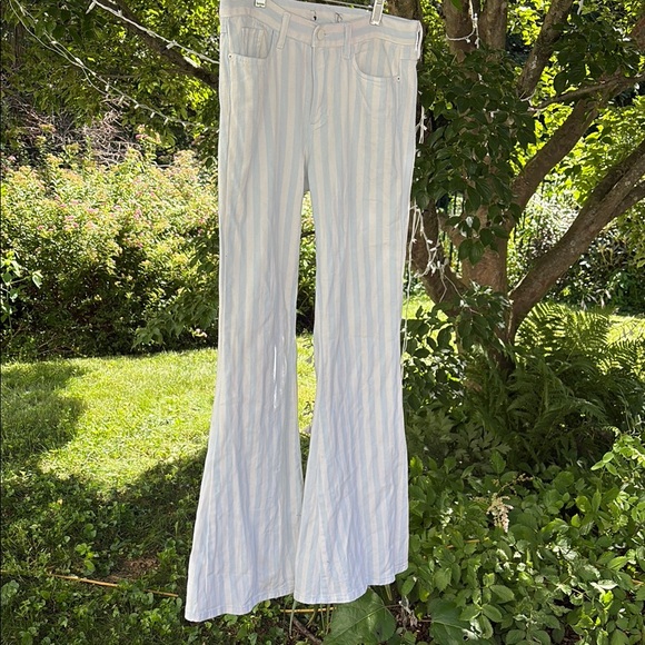 Guess Pants - Vintage Guess blue white stripe Flared Jeans